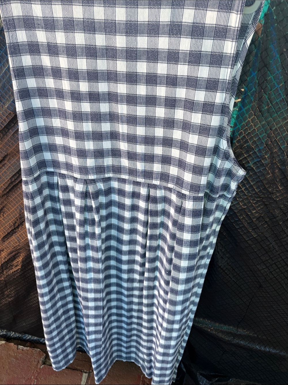 Sleeveless Gingham Midi Dress in Navy and White 100% cotton - Picture 6 of 7